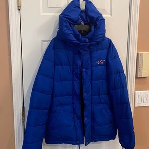 Men’s Royal Blue Hollister Puffy Winter Coat